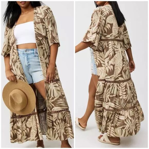 torrid Other - Torrid Brown Tropical Washable Gauze Maxi Kimono 2X NWT 43805675